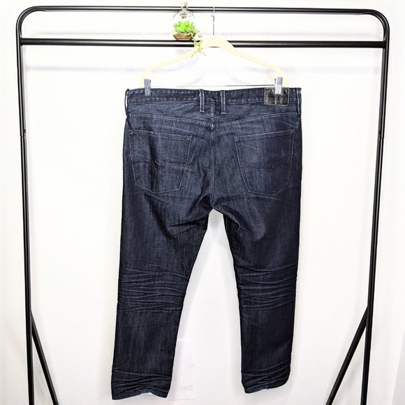 Guess Slim Straight Dark Blue Wash Denim Jeans - Picture 7 of 10